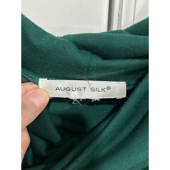 August Silk Green Ruched Pockets Draped Cowl Neck Tunic Size Medium Casual - Picture 5 of 9